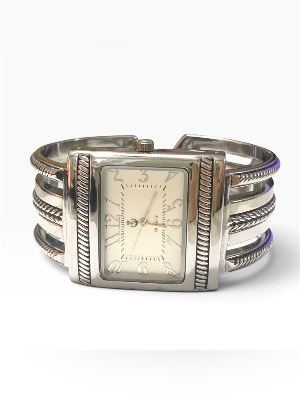 Premier Designs Women Watch Silver Tone Open Cuff Band New Battery